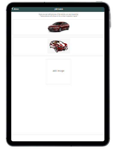vehicle damage pictures attach to inspection report