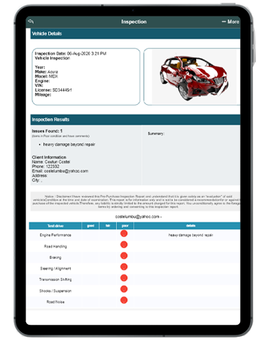 preview vehicle inspection