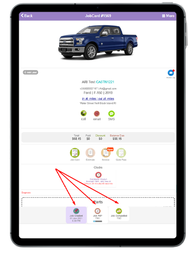 vehicle job cards statuses