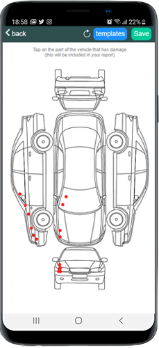 vehicle damage markup on mobile device