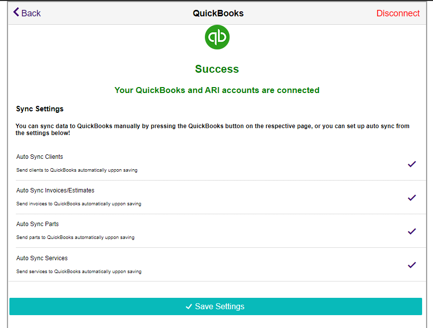 how to auto sync QB and ARI