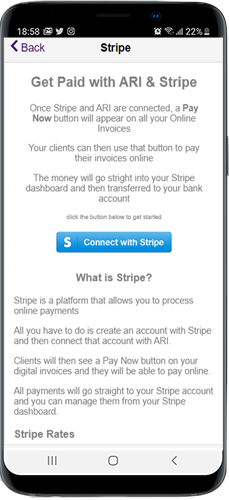 connect to stripe and ARI