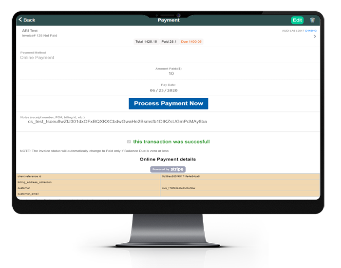 verify payment record in ARI