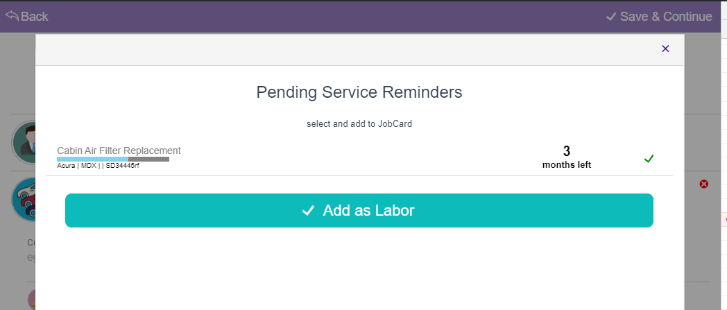 Add Pending Service Reminders to JobCards - ARI