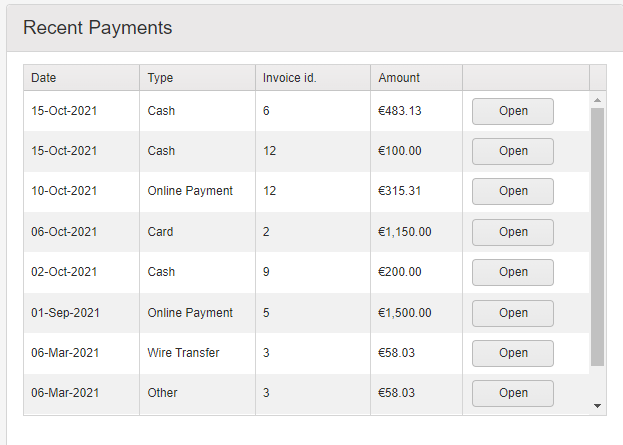 recent payments