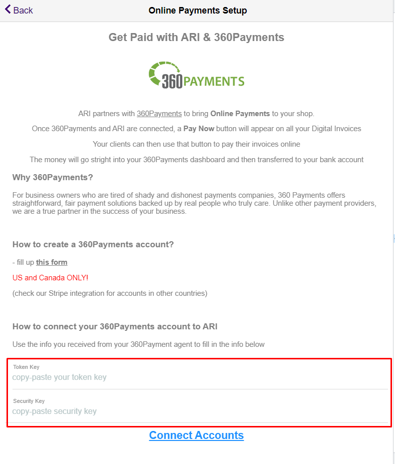 360-payments-oline-payments-setup-page