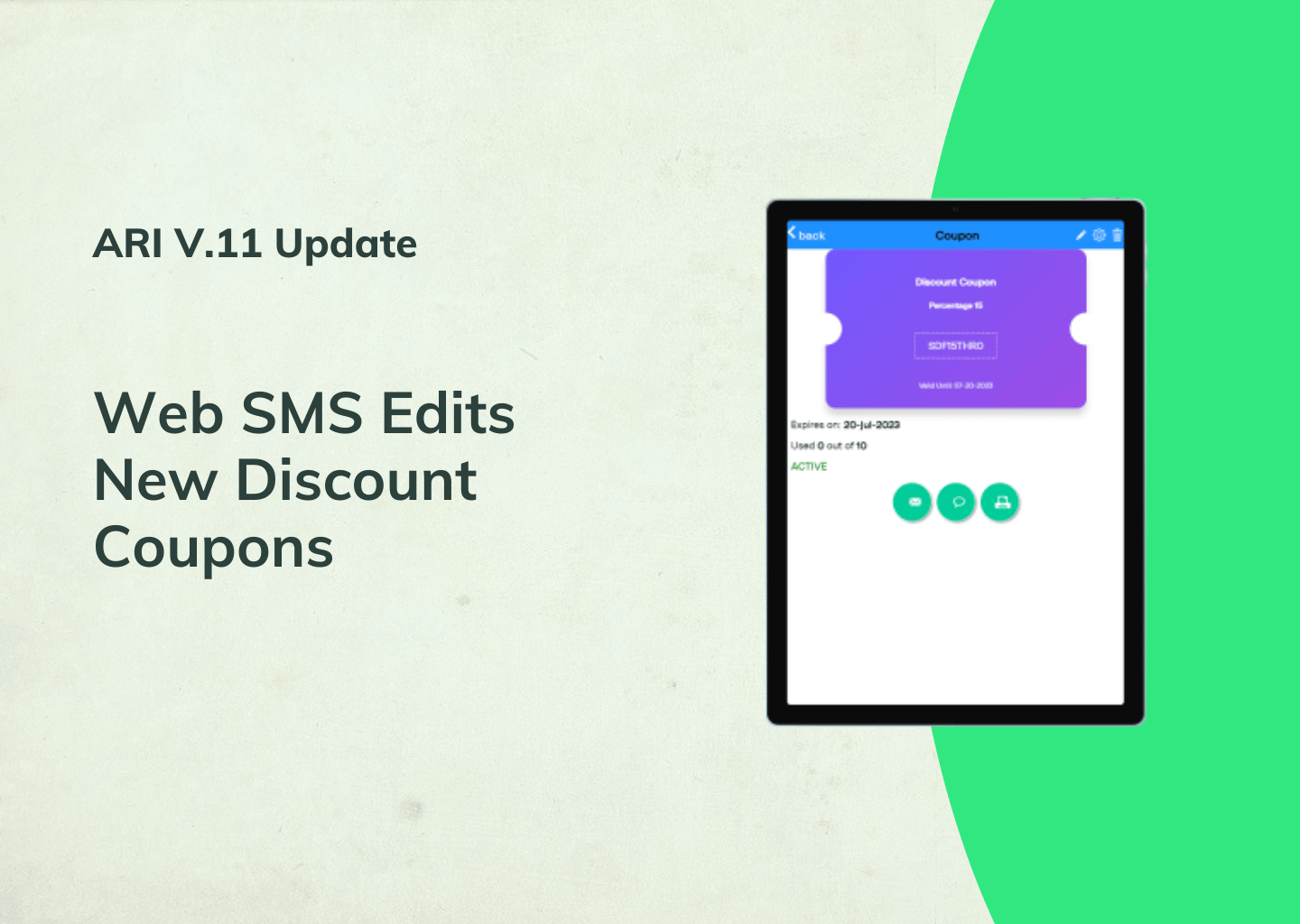 Web SMS Editing and Discount Coupon Redesign(new feature in ARI v.11)