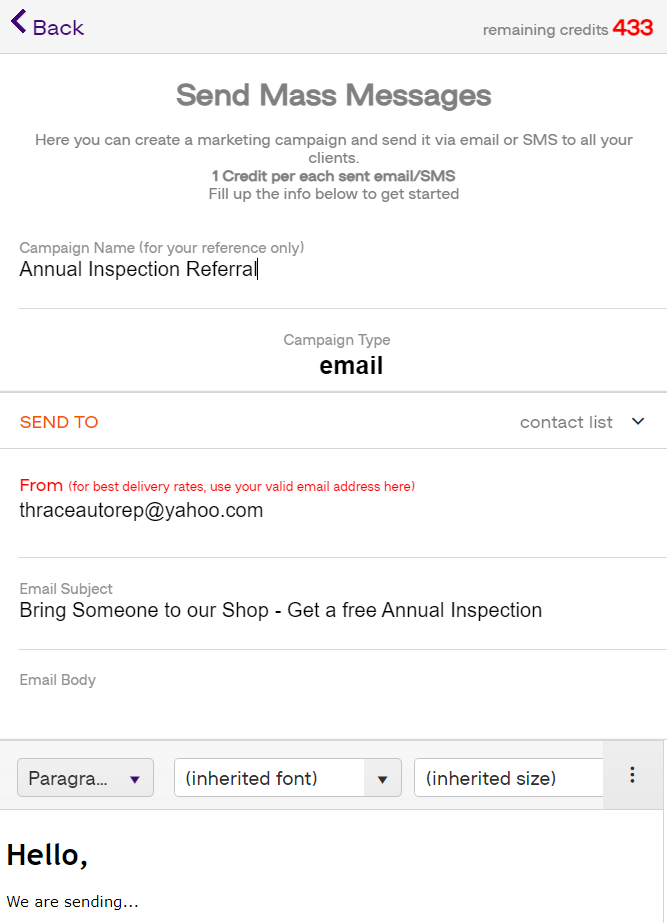 ARI email marketing live feature
