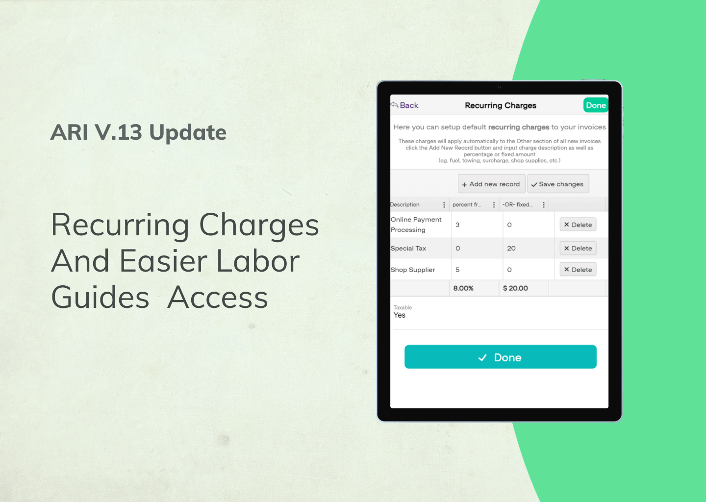 Updated Labor Guides Access And Recurring Fees | ARI V.13