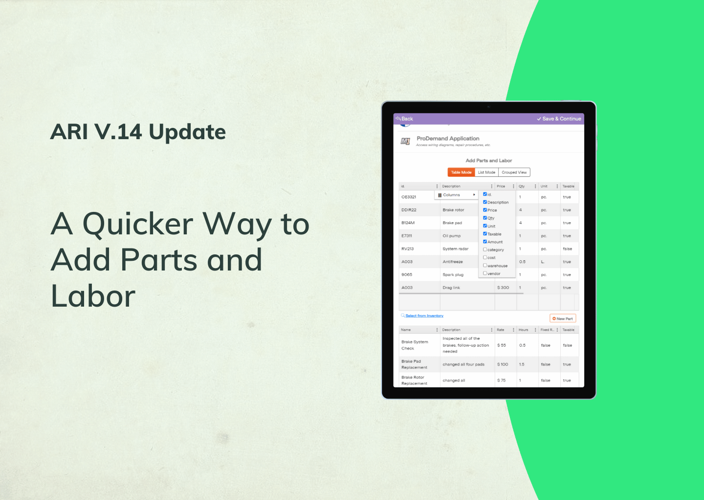 A Quicker Way to Add Parts And Labor | New Invoice Input Options in ARI v.14