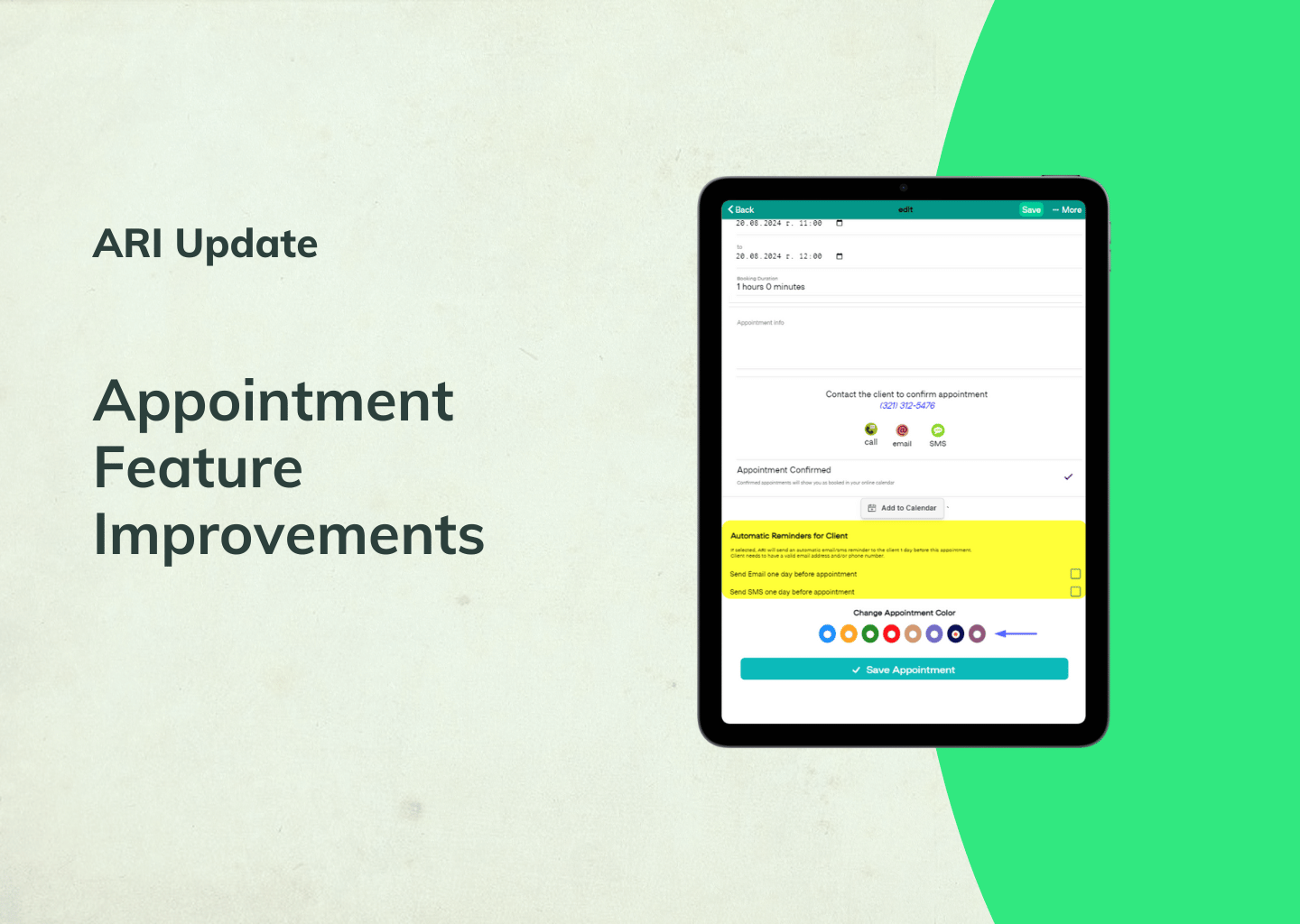 Appointments feature improvements illustration | ARI Update