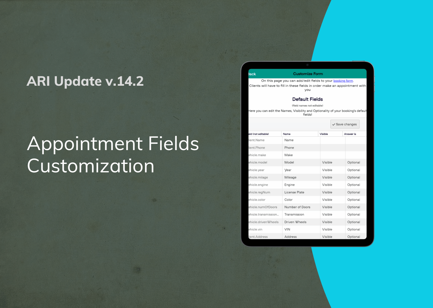 appointement fields customization illustration