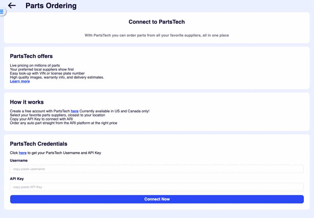 Parts Tech Integrations PartsTech integration for ARI (Auto Repair Software)