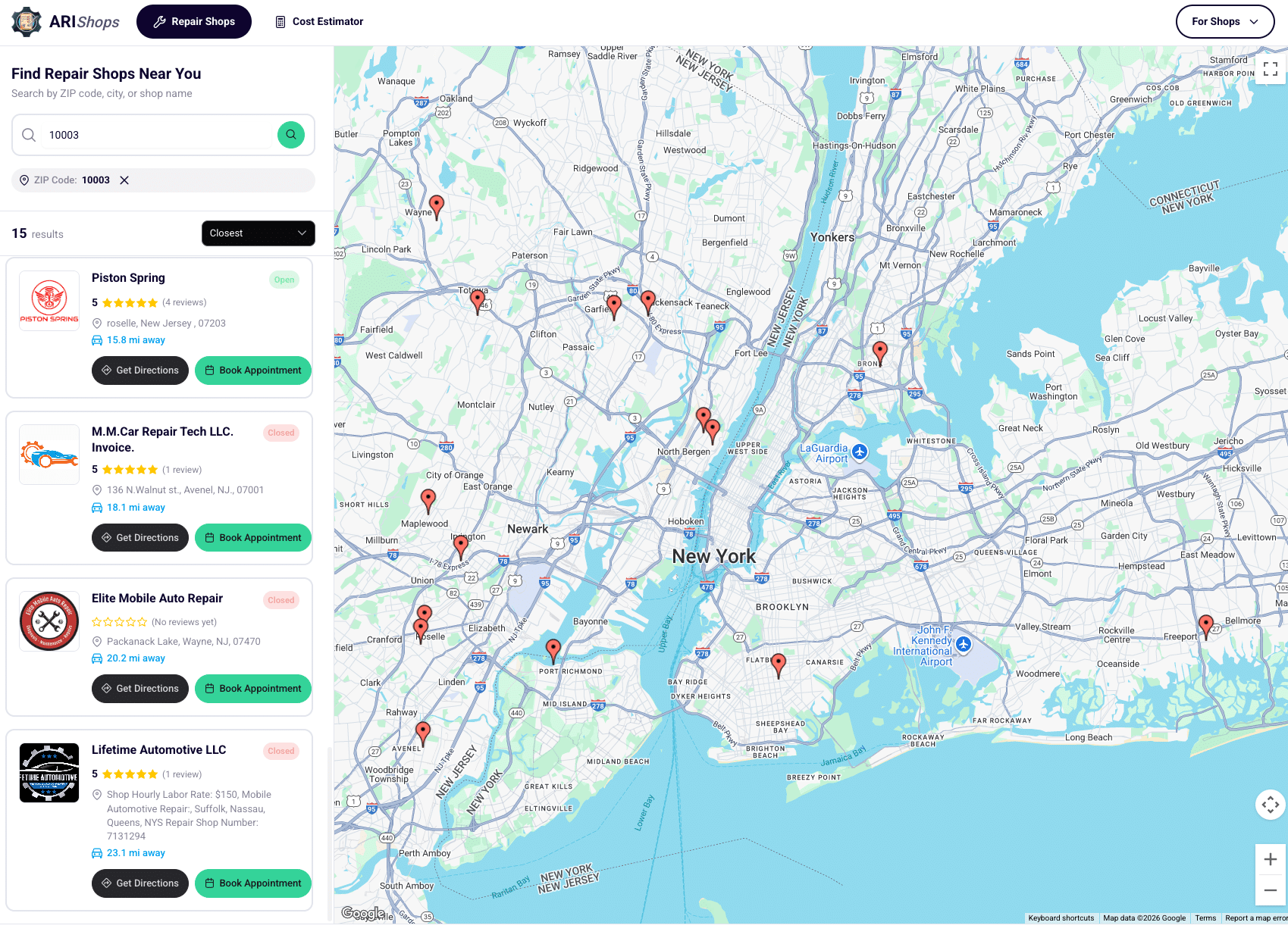 ARI shops interactive leads map