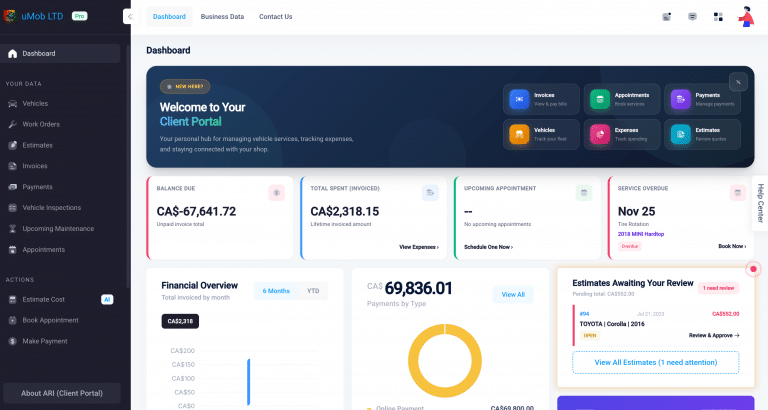 Client portal dashboard preview