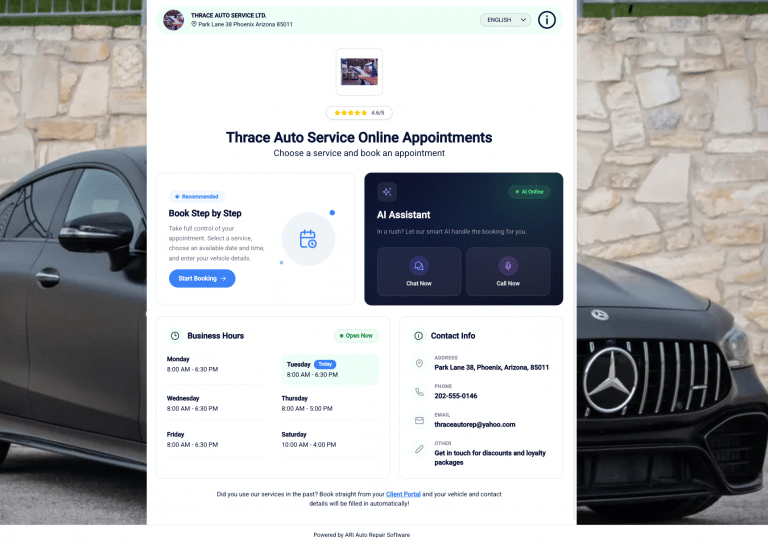ARI Online Booking Landing Page new